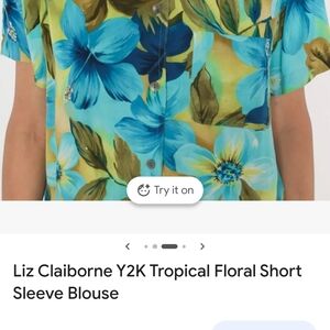 Floral Button Down Shirt in Blue and Green